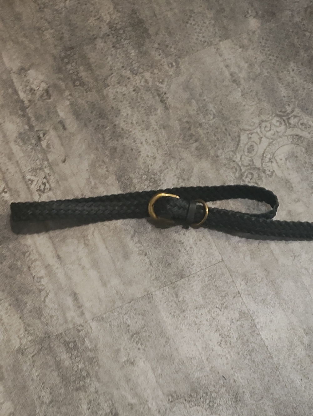 Source Unknown Braided Black Belt with Gold Buckle